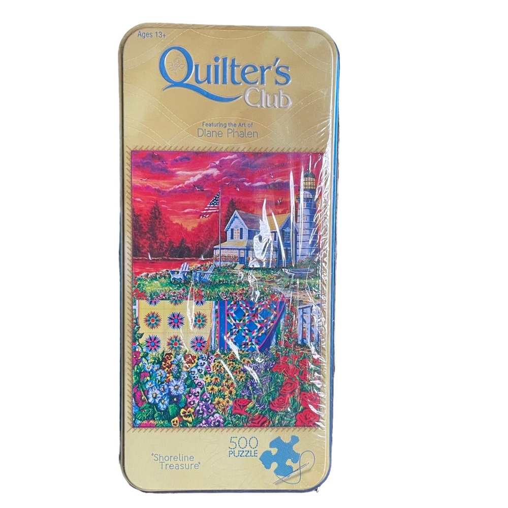 Jigsaw Puzzle Quilters Club Shoreline Treasure 500 pc 13x19” Diane Phalen Art T…